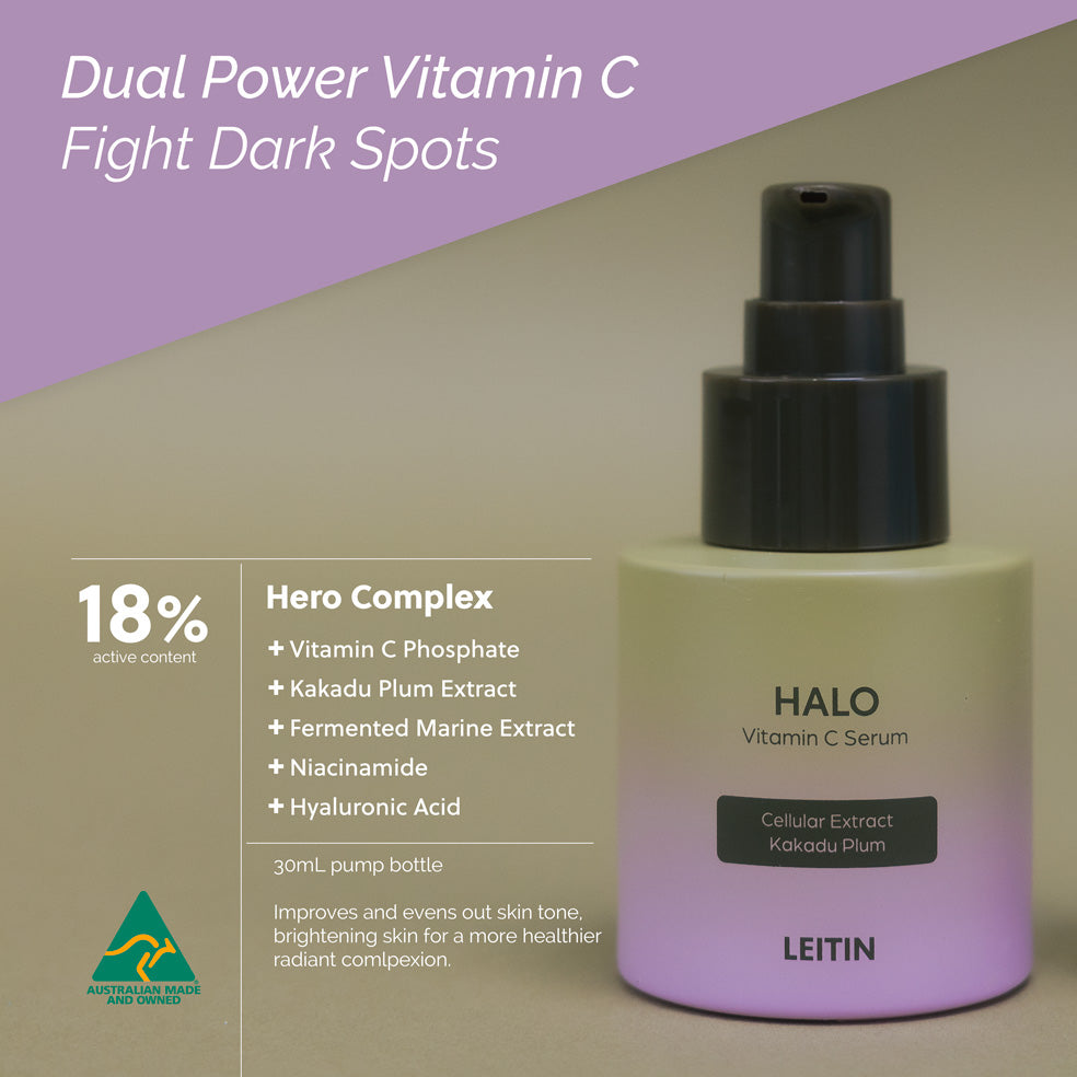 Image of LEITIN Skincare's Halo Vitamin C Serum with Lid Off